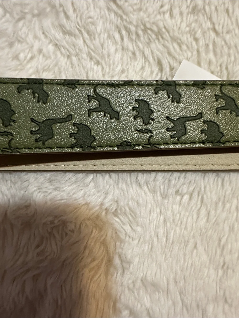 wonder nation Olive Green Dino Print Kids Belt with Silver Buckle